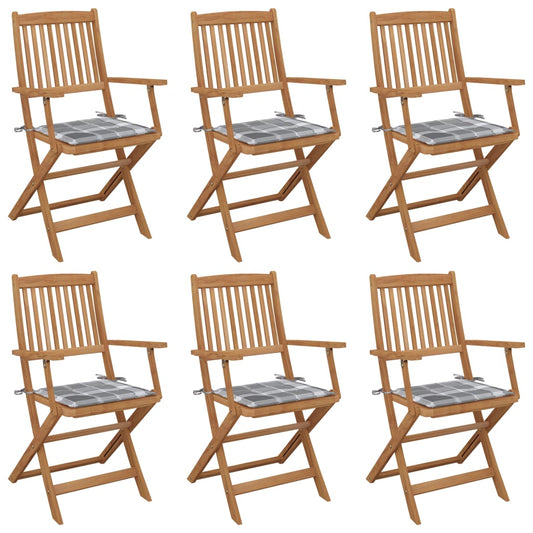 Tuinstoelen 6 st inklapbaar met kussens massief acaciahout is nu te koop bij PeponiXL, paradijselijk wonen!