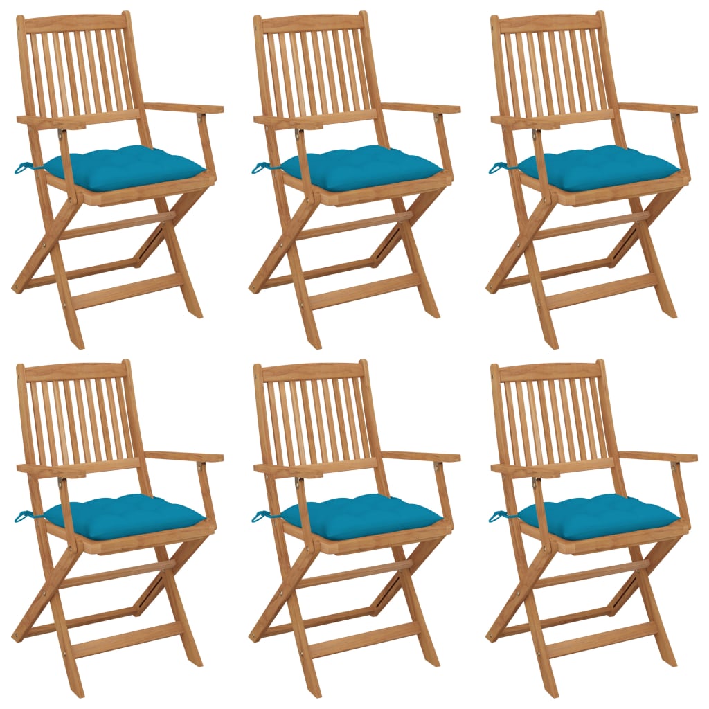 Tuinstoelen 6 st inklapbaar met kussens massief acaciahout is nu te koop bij PeponiXL, paradijselijk wonen!