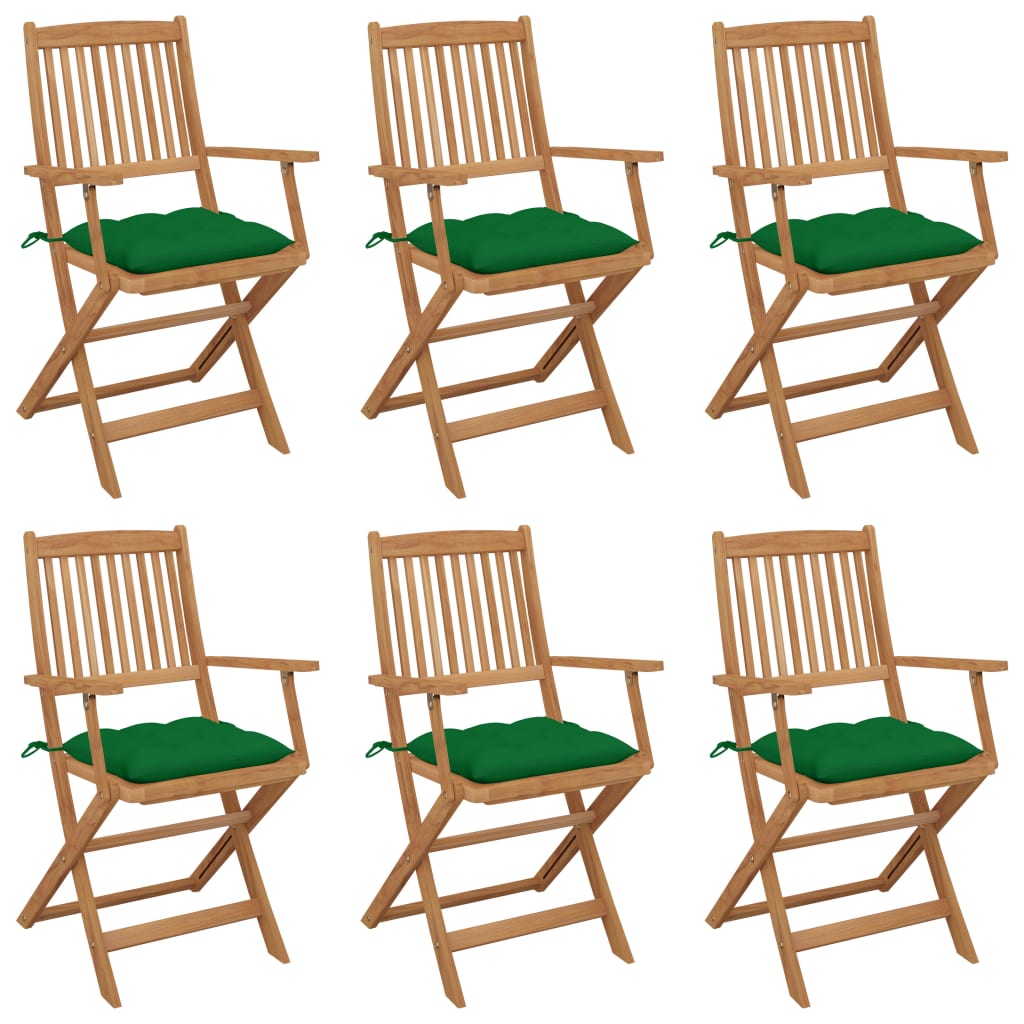 Tuinstoelen 6 st inklapbaar met kussens massief acaciahout is nu te koop bij PeponiXL, paradijselijk wonen!