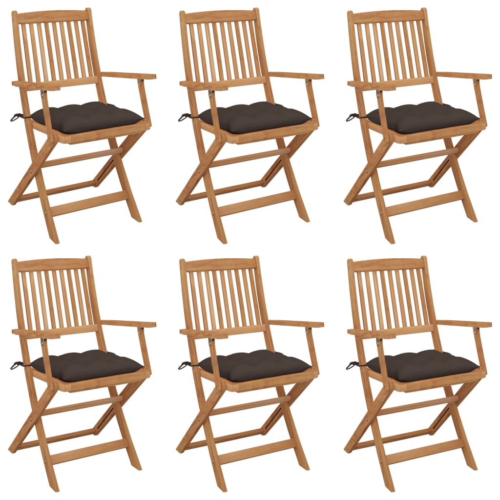 Tuinstoelen 6 st inklapbaar met kussens massief acaciahout is nu te koop bij PeponiXL, paradijselijk wonen!