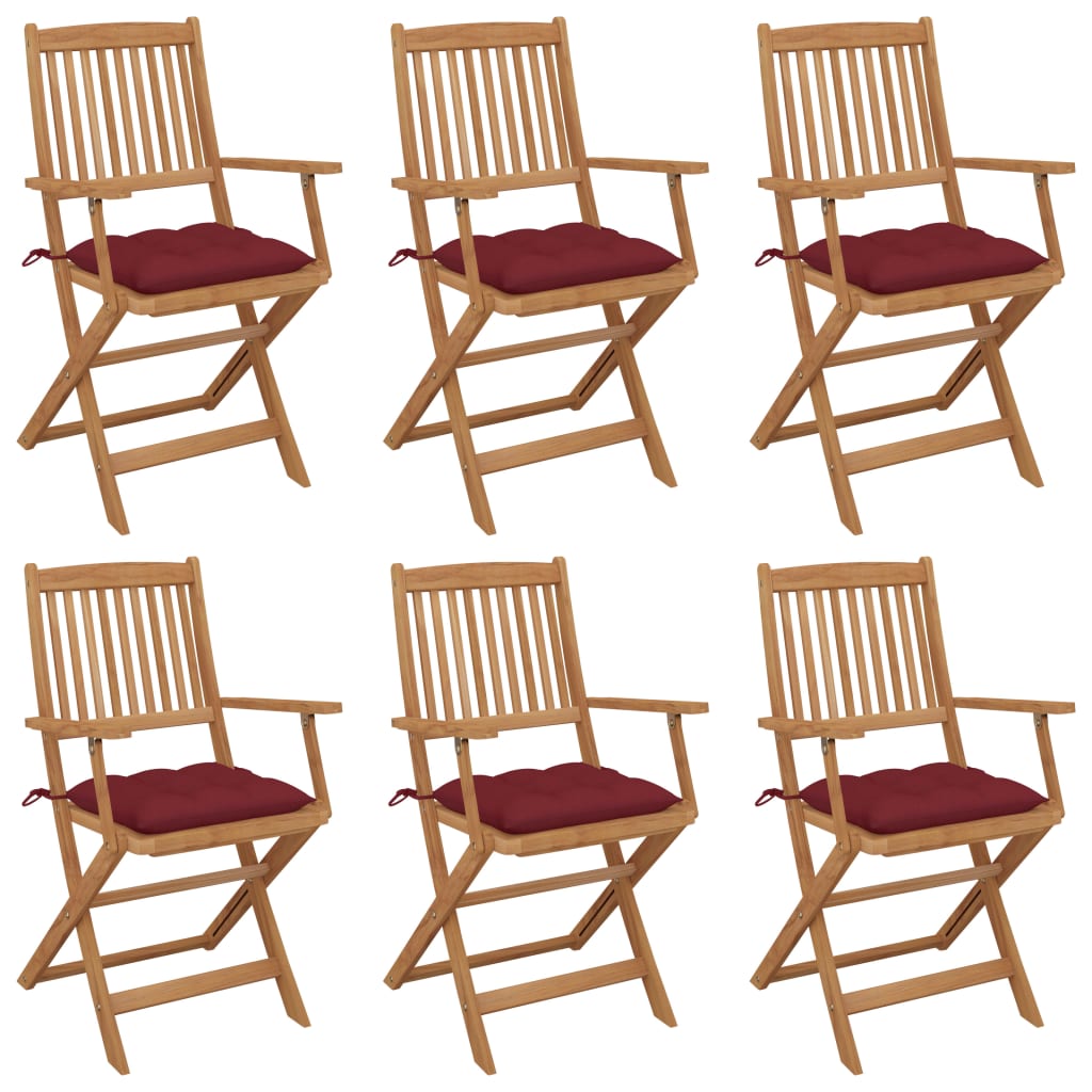 Tuinstoelen 6 st inklapbaar met kussens massief acaciahout is nu te koop bij PeponiXL, paradijselijk wonen!