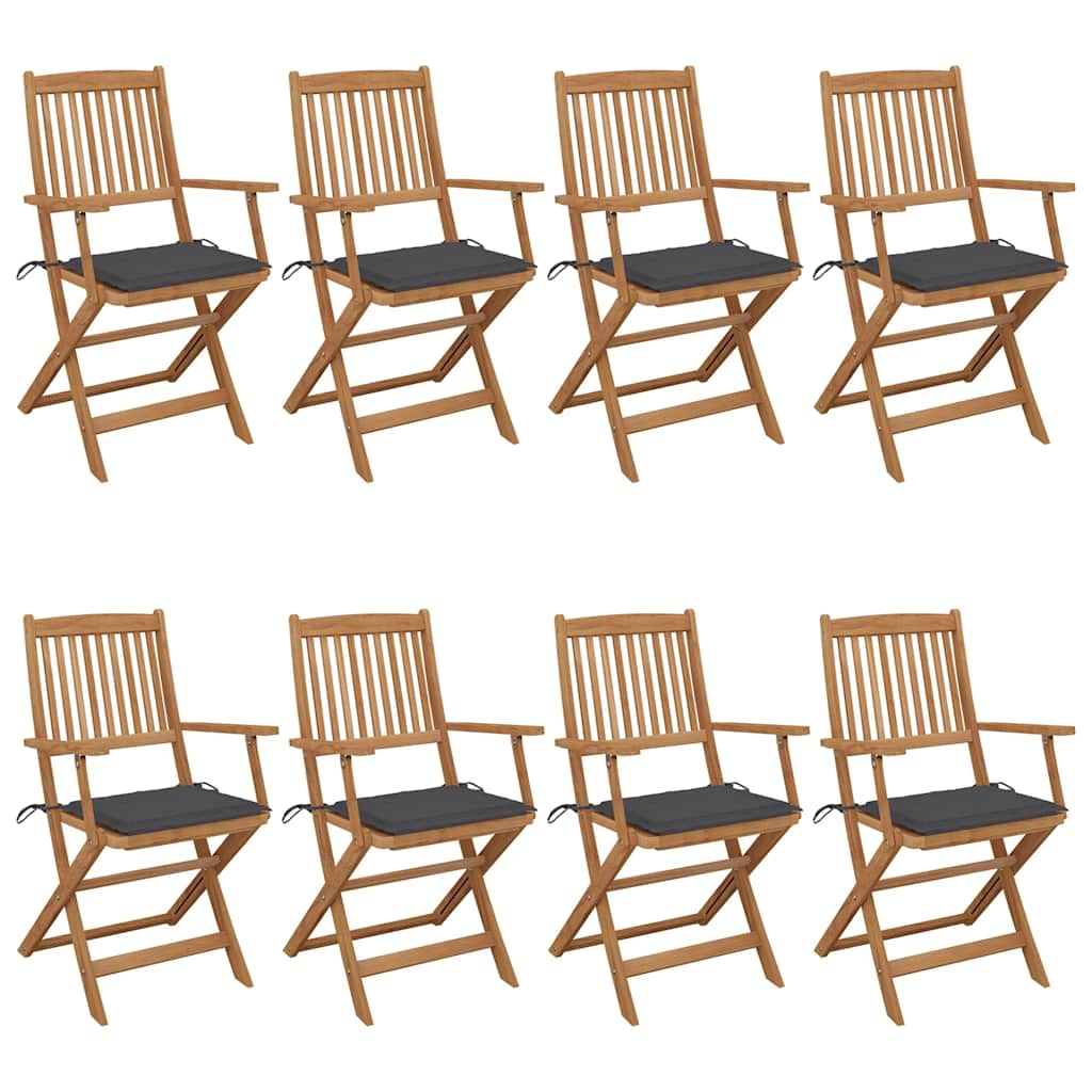 Tuinstoelen 8 st inklapbaar met kussens massief acaciahout is nu te koop bij PeponiXL, paradijselijk wonen!