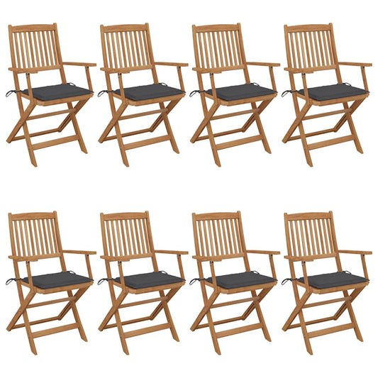 Tuinstoelen 8 st inklapbaar met kussens massief acaciahout is nu te koop bij PeponiXL, paradijselijk wonen!