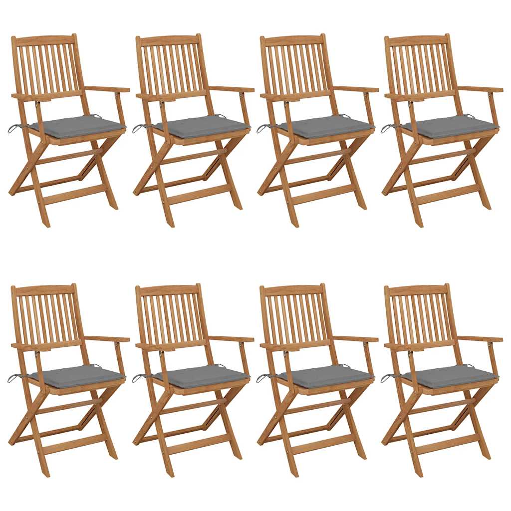 Tuinstoelen 8 st inklapbaar met kussens massief acaciahout is nu te koop bij PeponiXL, paradijselijk wonen!