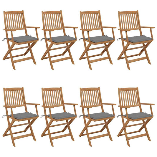 Tuinstoelen 8 st inklapbaar met kussens massief acaciahout is nu te koop bij PeponiXL, paradijselijk wonen!