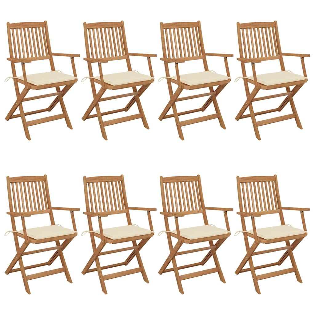 Tuinstoelen 8 st inklapbaar met kussens massief acaciahout is nu te koop bij PeponiXL, paradijselijk wonen!