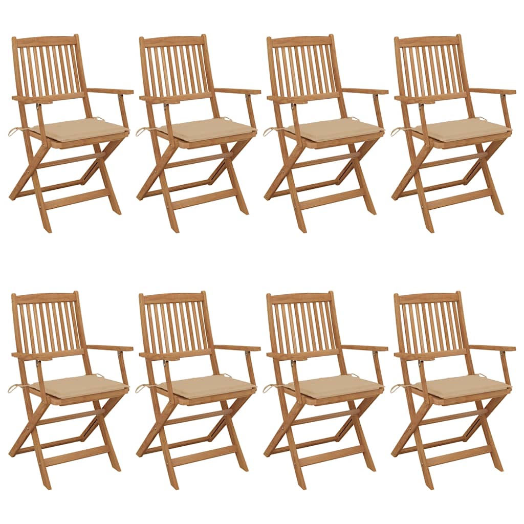 Tuinstoelen 8 st inklapbaar met kussens massief acaciahout is nu te koop bij PeponiXL, paradijselijk wonen!