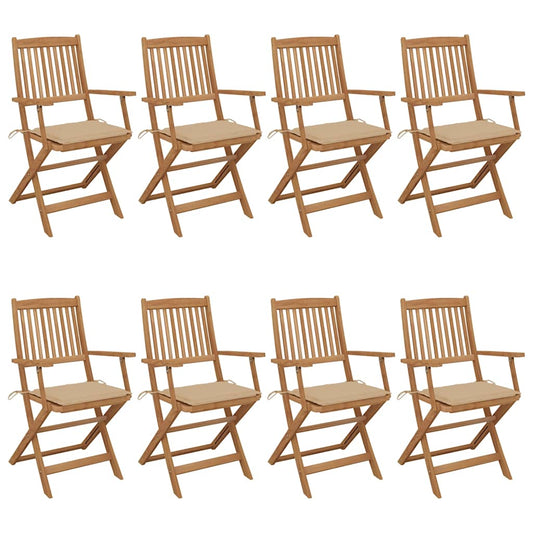 Tuinstoelen 8 st inklapbaar met kussens massief acaciahout is nu te koop bij PeponiXL, paradijselijk wonen!