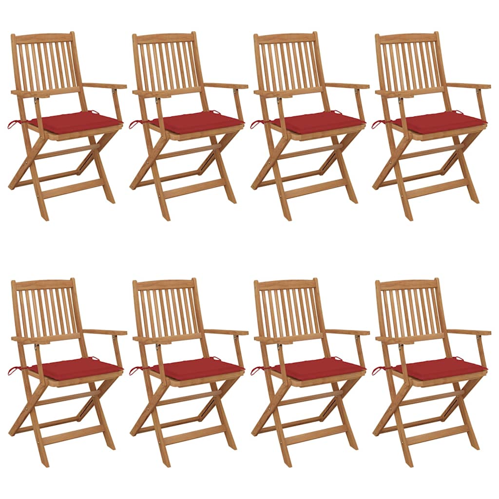 Tuinstoelen 8 st inklapbaar met kussens massief acaciahout is nu te koop bij PeponiXL, paradijselijk wonen!