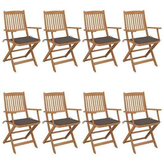 Tuinstoelen 8 st inklapbaar met kussens massief acaciahout is nu te koop bij PeponiXL, paradijselijk wonen!