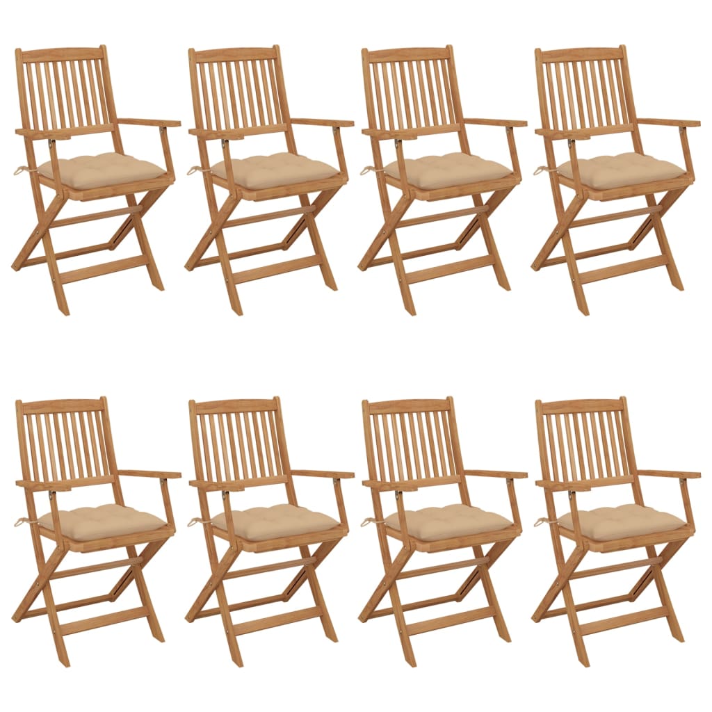 Tuinstoelen 8 st inklapbaar met kussens massief acaciahout is nu te koop bij PeponiXL, paradijselijk wonen!