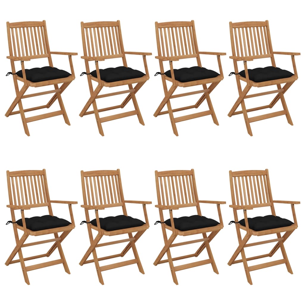 Tuinstoelen 8 st inklapbaar met kussens massief acaciahout is nu te koop bij PeponiXL, paradijselijk wonen!