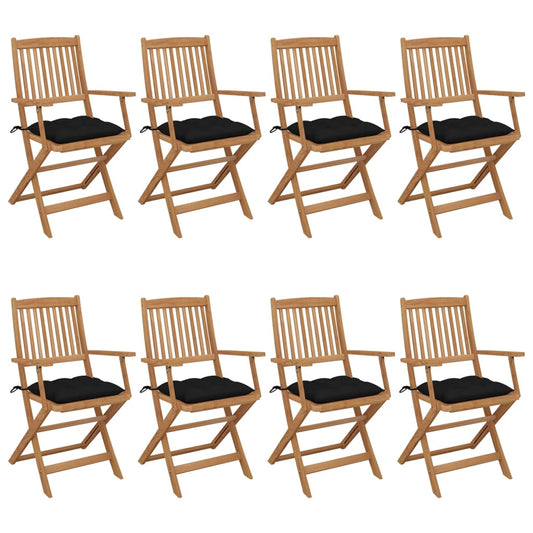 Tuinstoelen 8 st inklapbaar met kussens massief acaciahout is nu te koop bij PeponiXL, paradijselijk wonen!