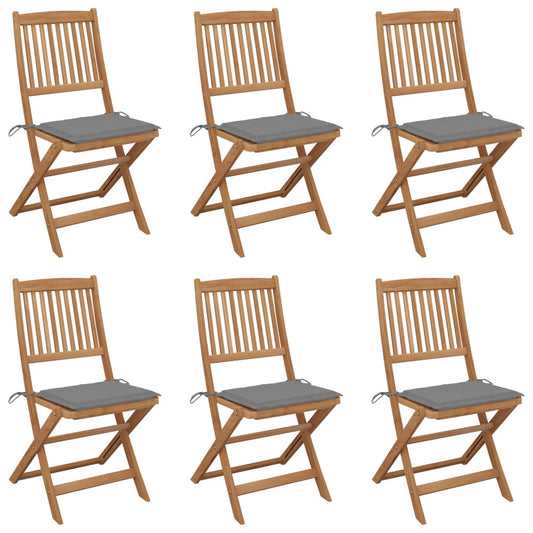 Tuinstoelen 6 st inklapbaar met kussens massief acaciahout is nu te koop bij PeponiXL, paradijselijk wonen!