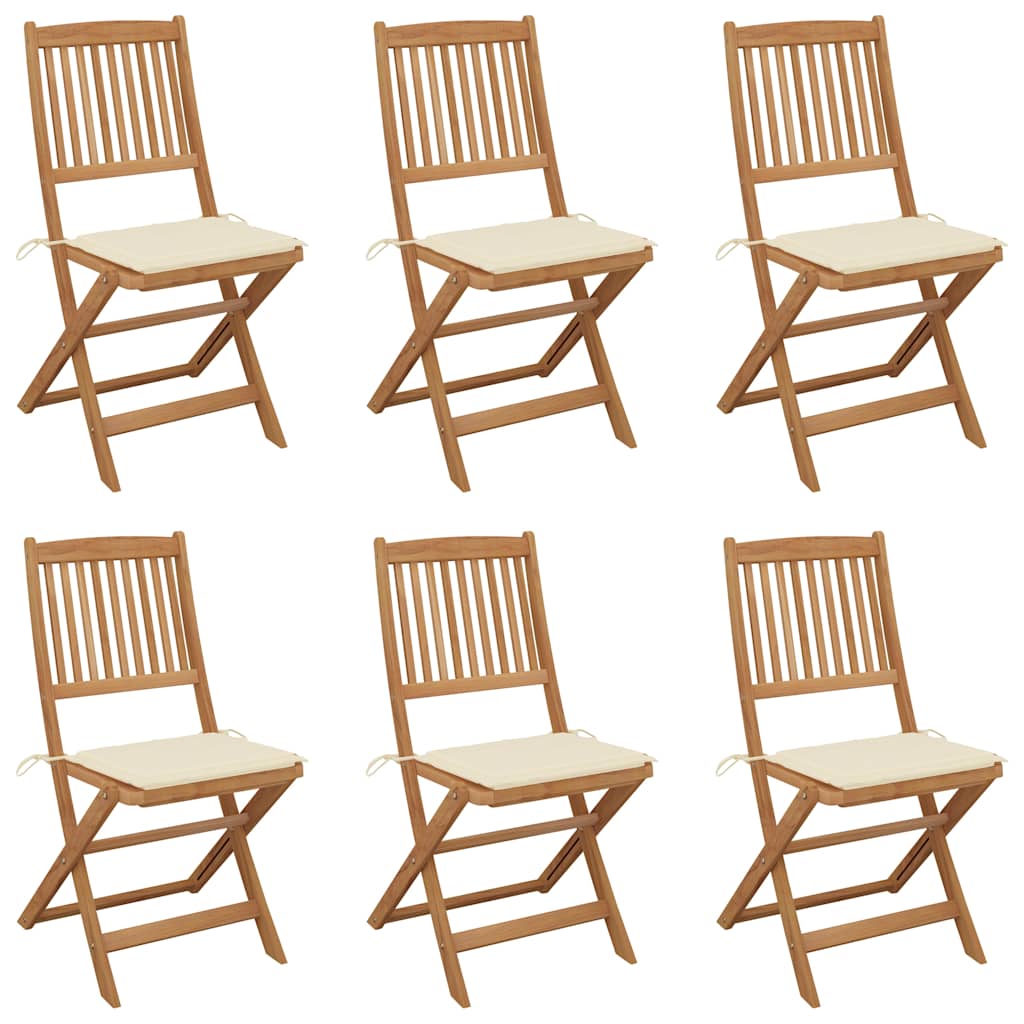 Tuinstoelen 6 st inklapbaar met kussens massief acaciahout is nu te koop bij PeponiXL, paradijselijk wonen!