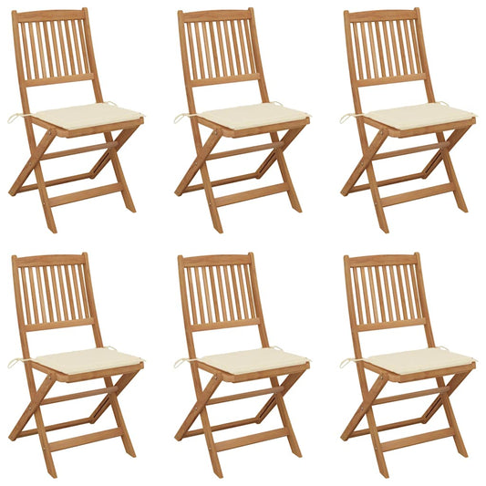 Tuinstoelen 6 st inklapbaar met kussens massief acaciahout is nu te koop bij PeponiXL, paradijselijk wonen!