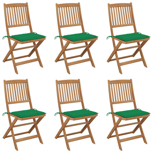 Tuinstoelen 6 st inklapbaar met kussens massief acaciahout is nu te koop bij PeponiXL, paradijselijk wonen!