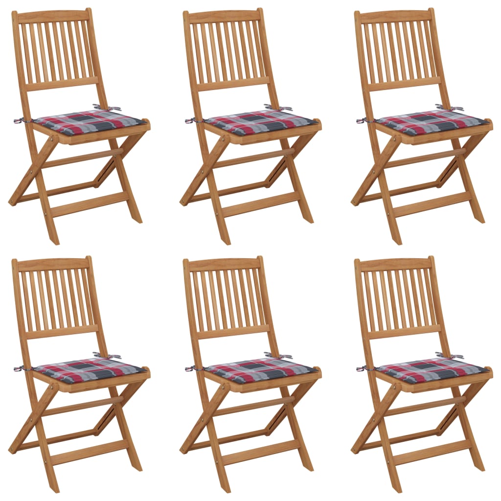 Tuinstoelen 6 st inklapbaar met kussens massief acaciahout is nu te koop bij PeponiXL, paradijselijk wonen!