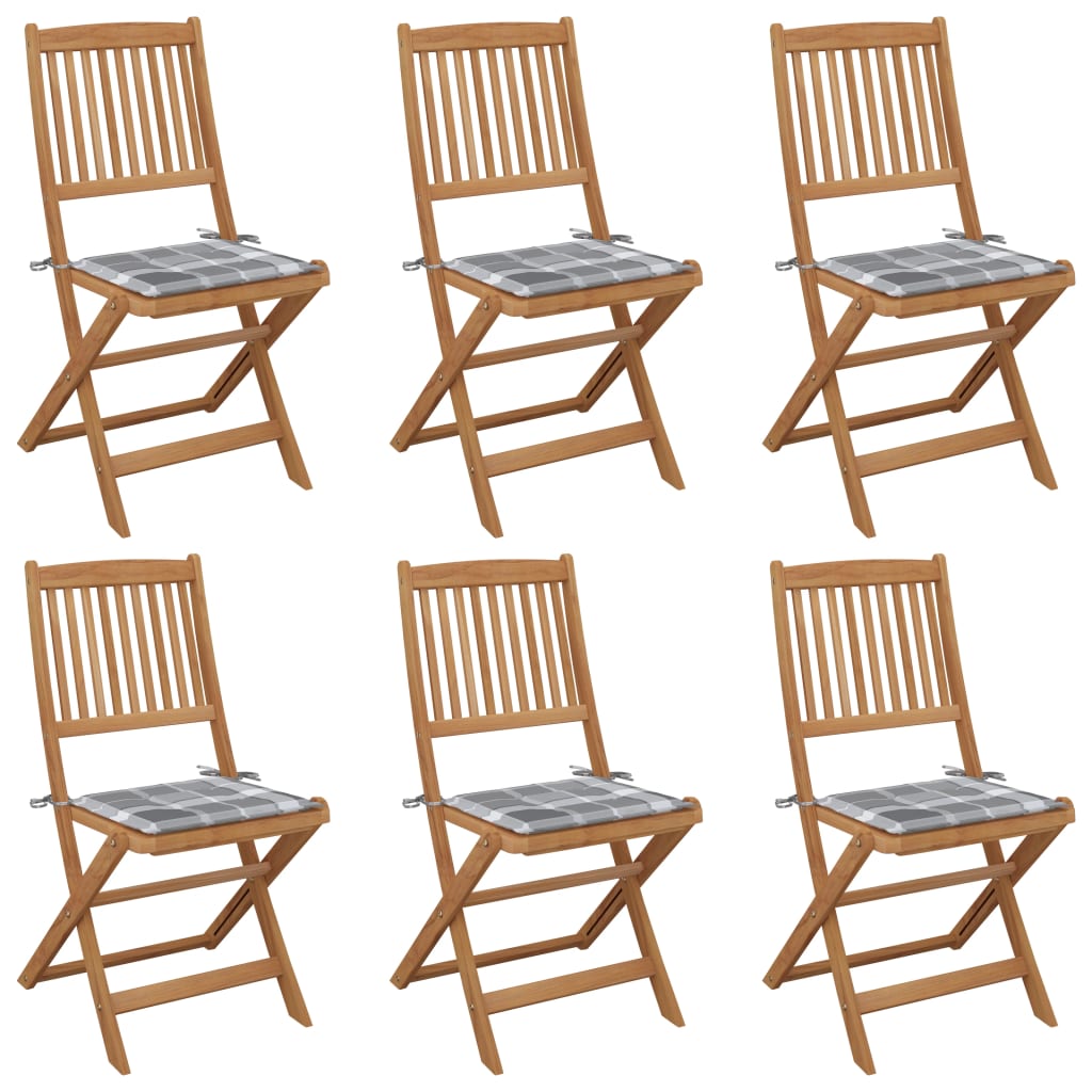 Tuinstoelen 6 st inklapbaar met kussens massief acaciahout is nu te koop bij PeponiXL, paradijselijk wonen!