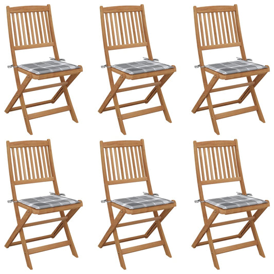Tuinstoelen 6 st inklapbaar met kussens massief acaciahout is nu te koop bij PeponiXL, paradijselijk wonen!