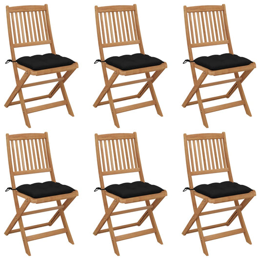 Tuinstoelen 6 st inklapbaar met kussens massief acaciahout is nu te koop bij PeponiXL, paradijselijk wonen!