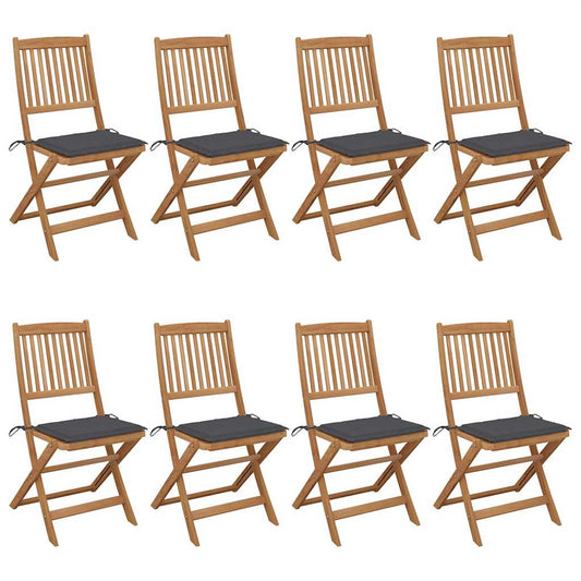 Tuinstoelen 8 st inklapbaar met kussens massief acaciahout is nu te koop bij PeponiXL, paradijselijk wonen!