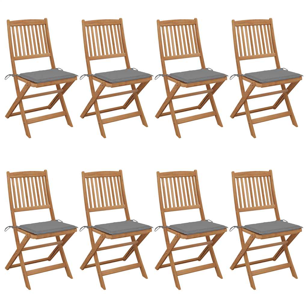 Tuinstoelen 8 st inklapbaar met kussens massief acaciahout is nu te koop bij PeponiXL, paradijselijk wonen!