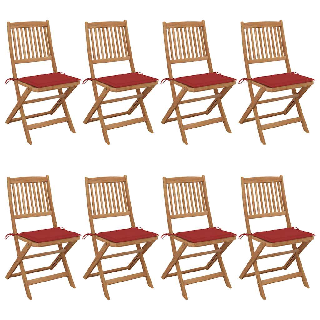 Tuinstoelen 8 st inklapbaar met kussens massief acaciahout is nu te koop bij PeponiXL, paradijselijk wonen!