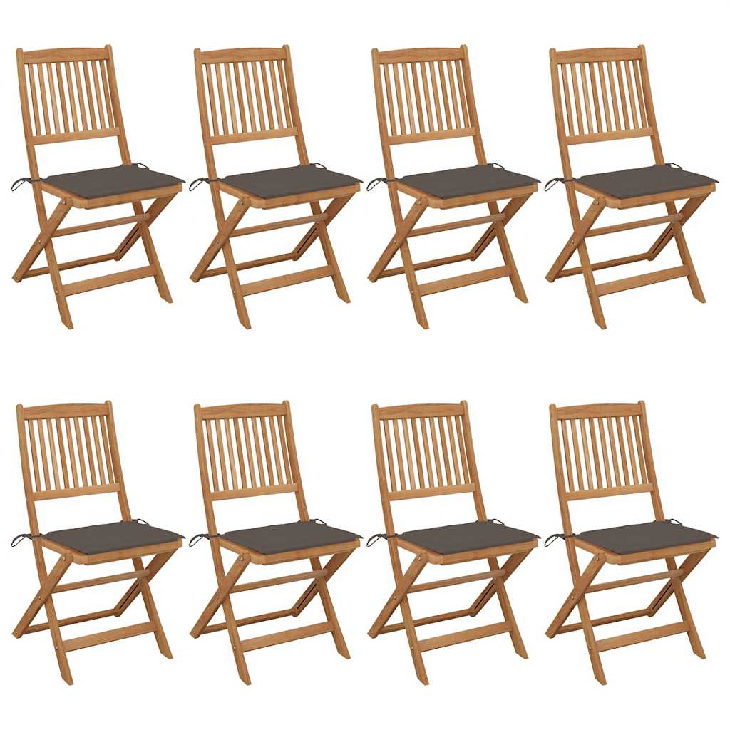 Tuinstoelen 8 st inklapbaar met kussens massief acaciahout is nu te koop bij PeponiXL, paradijselijk wonen!
