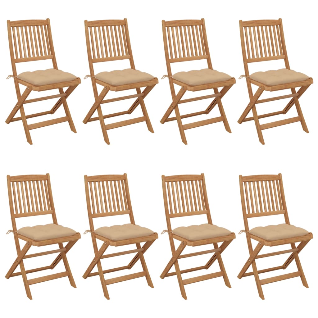 Tuinstoelen 8 st inklapbaar met kussens massief acaciahout is nu te koop bij PeponiXL, paradijselijk wonen!