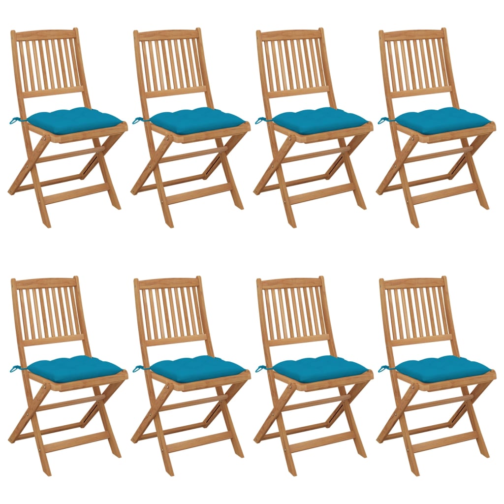 Tuinstoelen 8 st inklapbaar met kussens massief acaciahout is nu te koop bij PeponiXL, paradijselijk wonen!