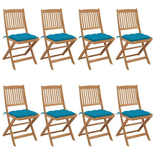 Tuinstoelen 8 st inklapbaar met kussens massief acaciahout is nu te koop bij PeponiXL, paradijselijk wonen!