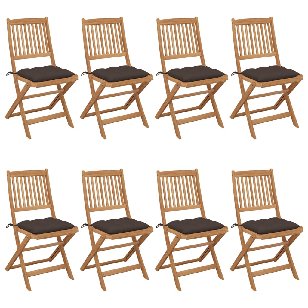 Tuinstoelen 8 st inklapbaar met kussens massief acaciahout is nu te koop bij PeponiXL, paradijselijk wonen!