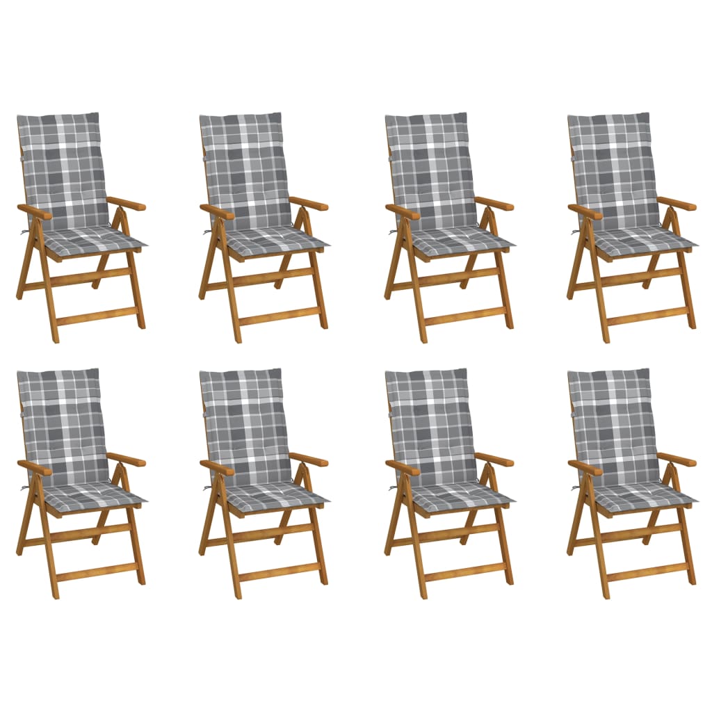 Tuinstoelen 8 st inklapbaar met kussens massief acaciahout is nu te koop bij PeponiXL, paradijselijk wonen!