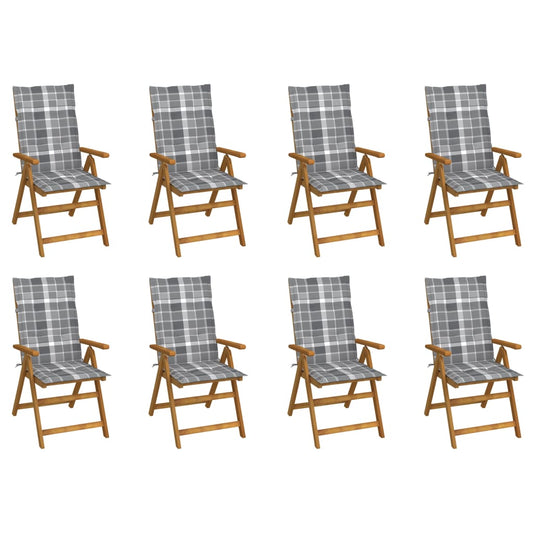 Tuinstoelen 8 st inklapbaar met kussens massief acaciahout is nu te koop bij PeponiXL, paradijselijk wonen!