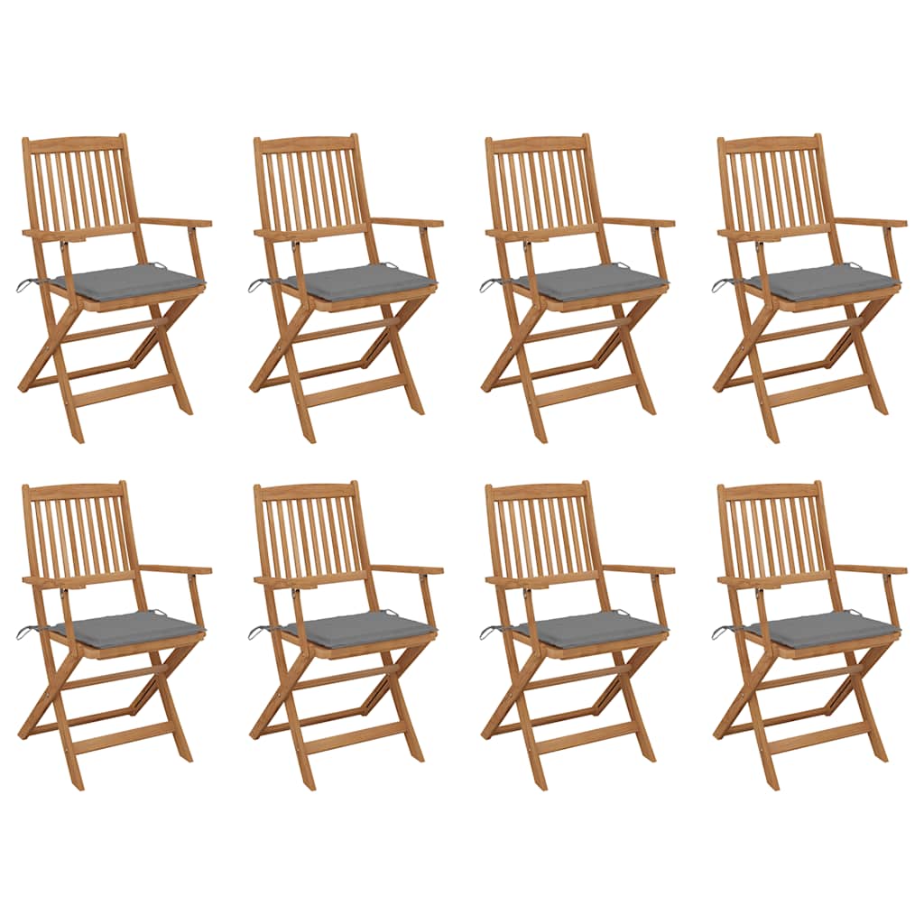 Tuinstoelen 8 st inklapbaar met kussens massief acaciahout is nu te koop bij PeponiXL, paradijselijk wonen!