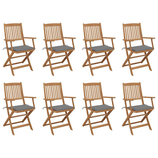 Tuinstoelen 8 st inklapbaar met kussens massief acaciahout is nu te koop bij PeponiXL, paradijselijk wonen!