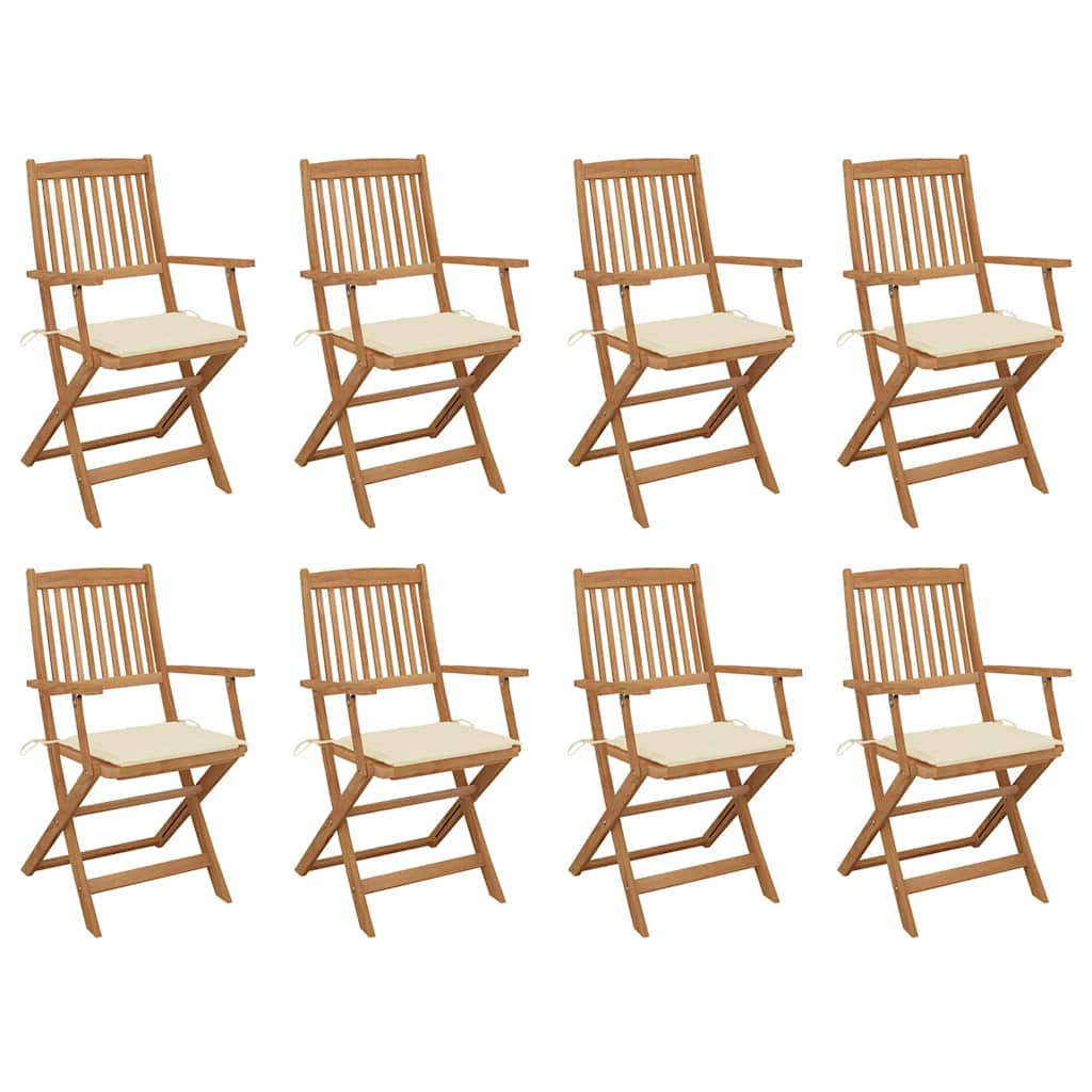 Tuinstoelen 8 st inklapbaar met kussens massief acaciahout is nu te koop bij PeponiXL, paradijselijk wonen!