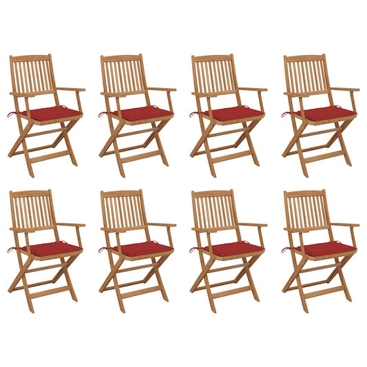 Tuinstoelen 8 st inklapbaar met kussens massief acaciahout is nu te koop bij PeponiXL, paradijselijk wonen!