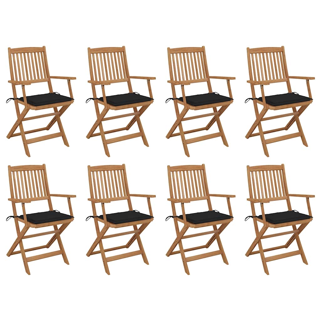 Tuinstoelen 8 st inklapbaar met kussens massief acaciahout is nu te koop bij PeponiXL, paradijselijk wonen!