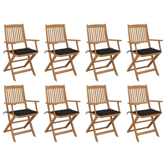 Tuinstoelen 8 st inklapbaar met kussens massief acaciahout is nu te koop bij PeponiXL, paradijselijk wonen!