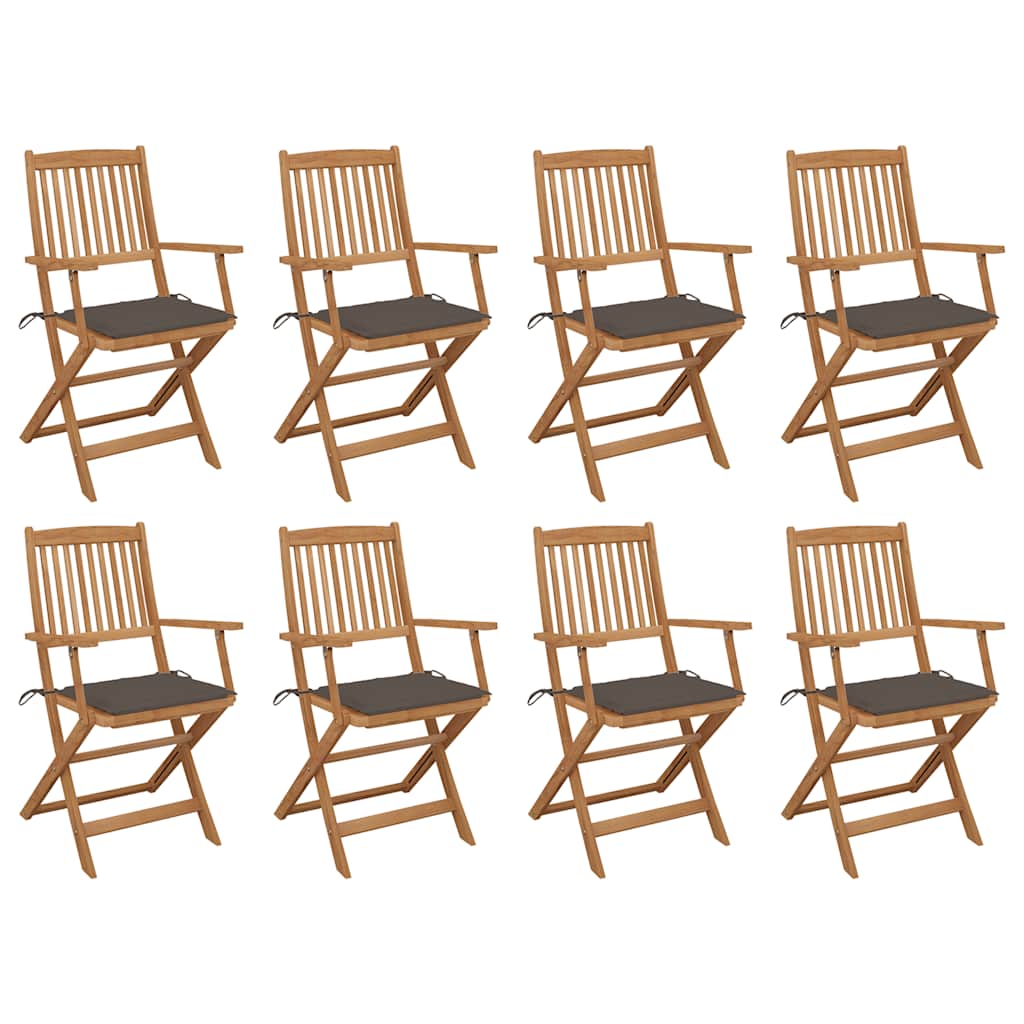 Tuinstoelen 8 st inklapbaar met kussens massief acaciahout is nu te koop bij PeponiXL, paradijselijk wonen!