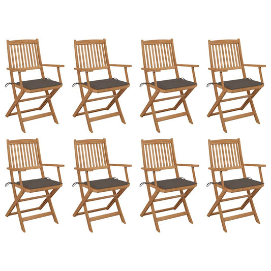 Tuinstoelen 8 st inklapbaar met kussens massief acaciahout is nu te koop bij PeponiXL, paradijselijk wonen!