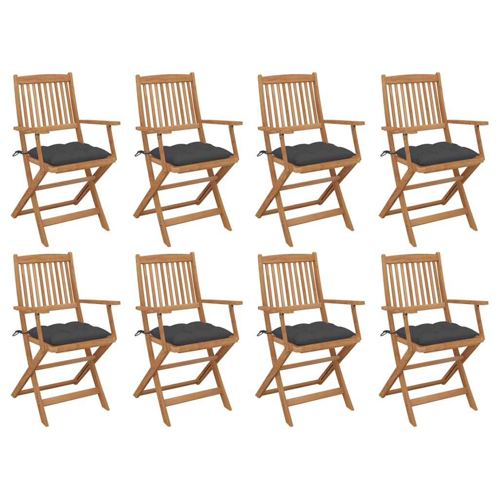 Tuinstoelen 8 st inklapbaar met kussens massief acaciahout is nu te koop bij PeponiXL, paradijselijk wonen!