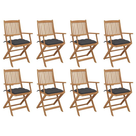 Tuinstoelen 8 st inklapbaar met kussens massief acaciahout is nu te koop bij PeponiXL, paradijselijk wonen!