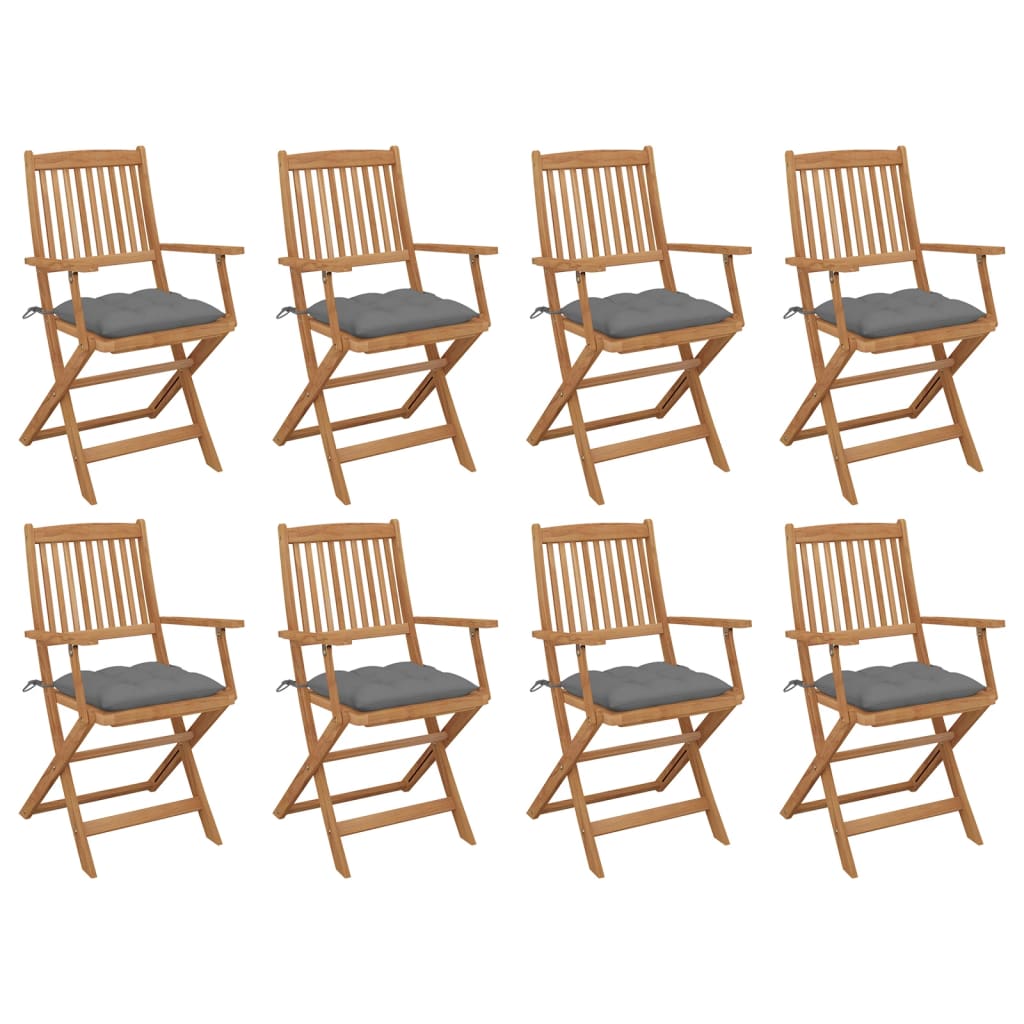 Tuinstoelen 8 st inklapbaar met kussens massief acaciahout is nu te koop bij PeponiXL, paradijselijk wonen!