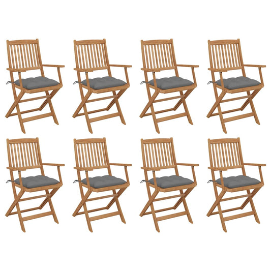 Tuinstoelen 8 st inklapbaar met kussens massief acaciahout is nu te koop bij PeponiXL, paradijselijk wonen!