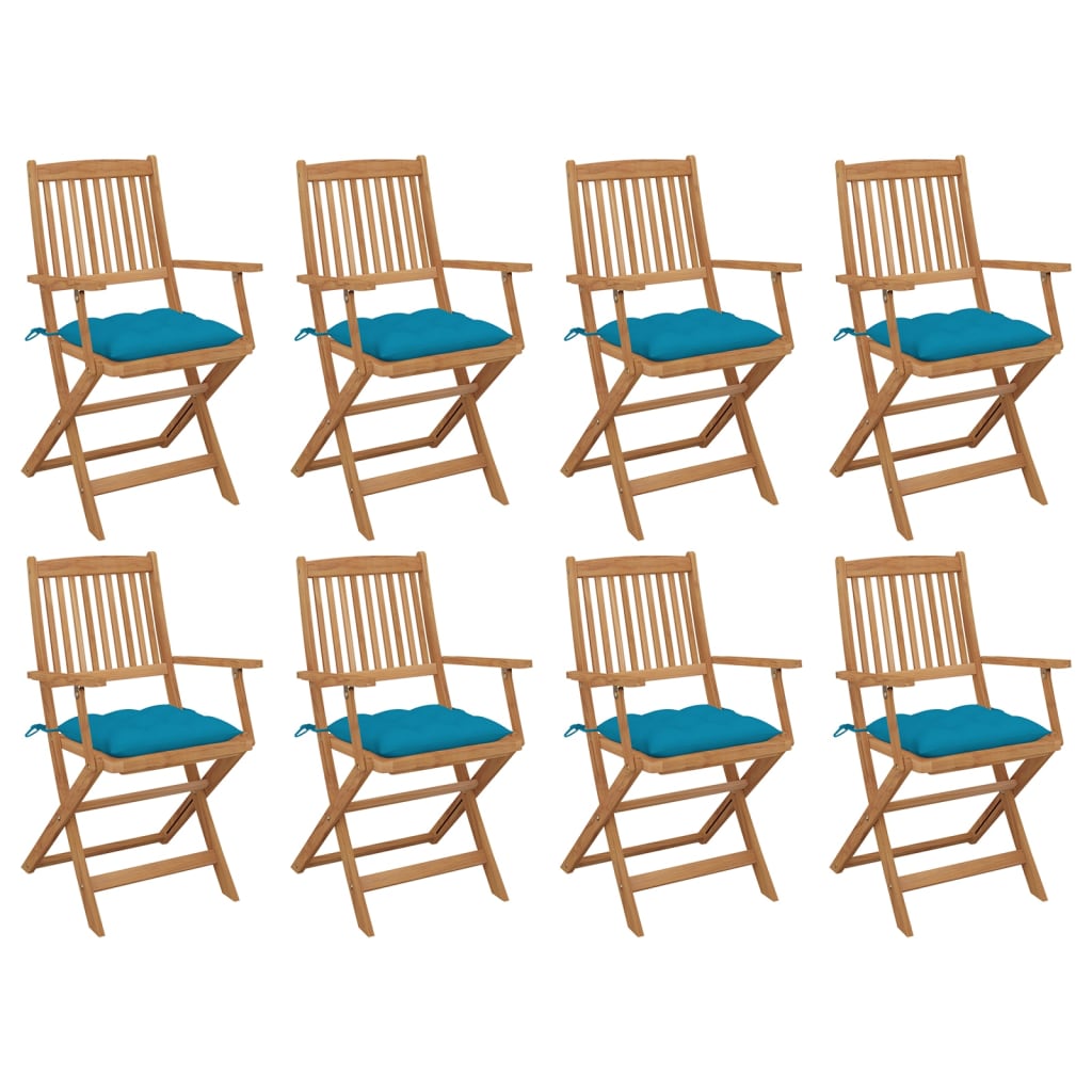 Tuinstoelen 8 st inklapbaar met kussens massief acaciahout is nu te koop bij PeponiXL, paradijselijk wonen!