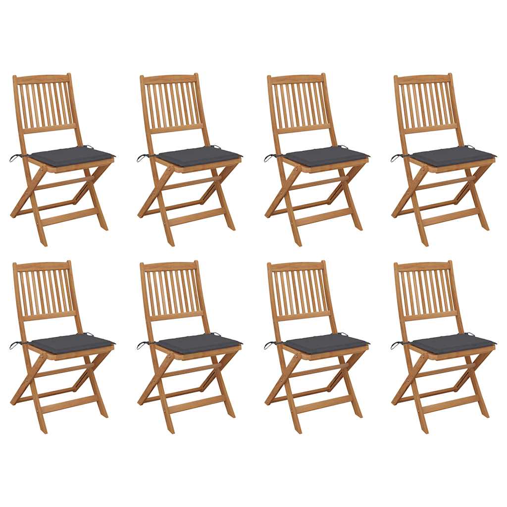 Tuinstoelen 8 st inklapbaar met kussens massief acaciahout is nu te koop bij PeponiXL, paradijselijk wonen!