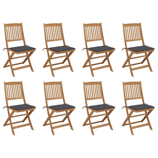 Tuinstoelen 8 st inklapbaar met kussens massief acaciahout is nu te koop bij PeponiXL, paradijselijk wonen!